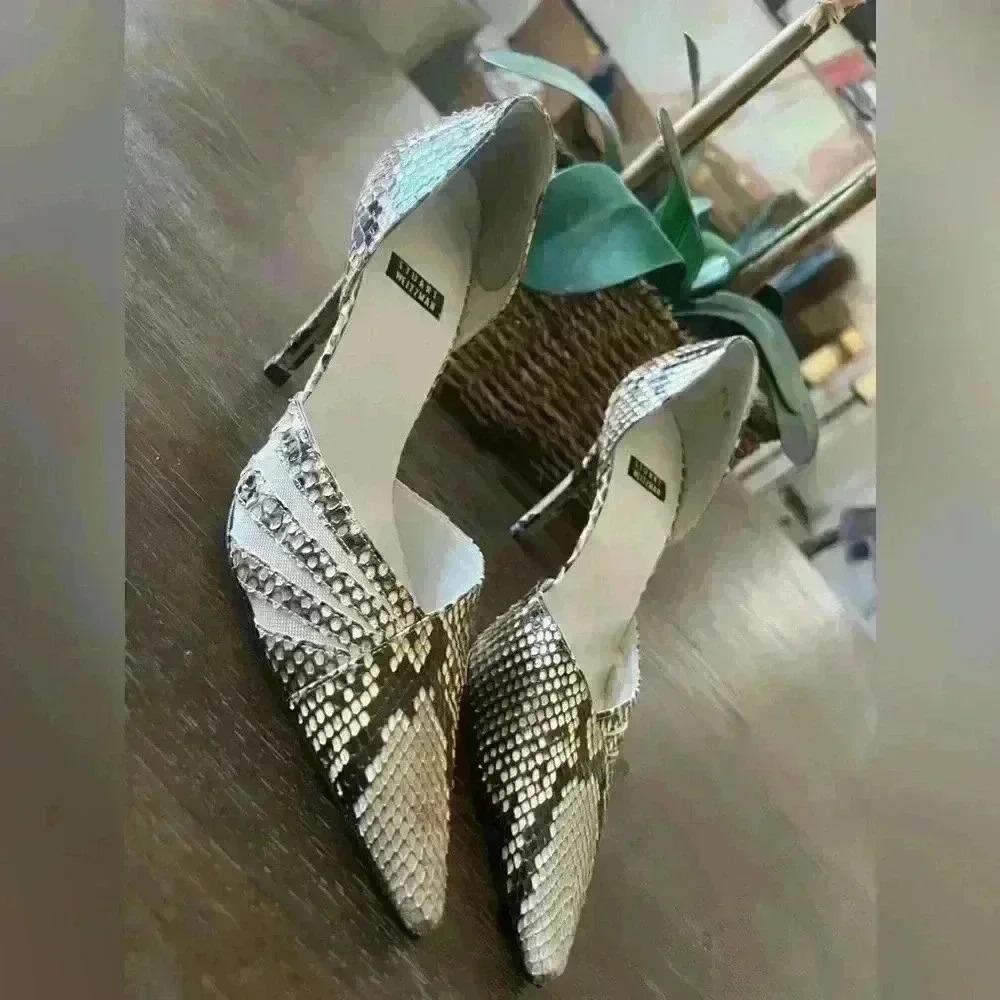Stuart Weitzman Snakeskin Print Heels - image 1